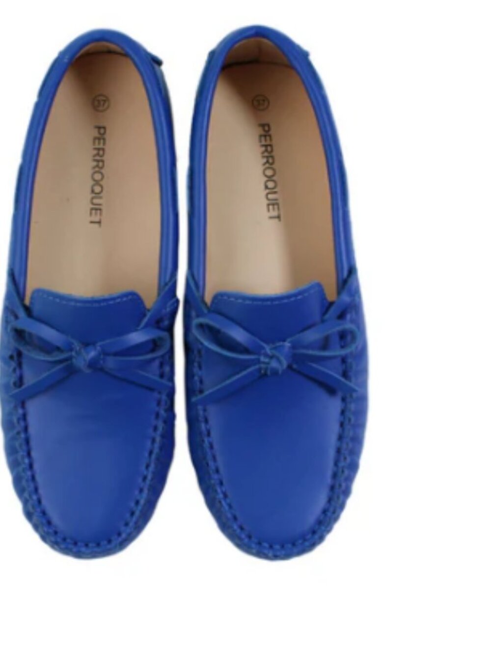 Perroquet Blue Leather Loafer with Bow